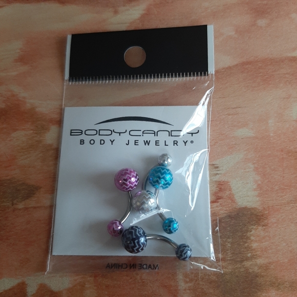 Body Candy 316L Multi-Color Zig Zag 14g   Curved Barbell Belly Ring Navel Pack - Picture 7 of 9